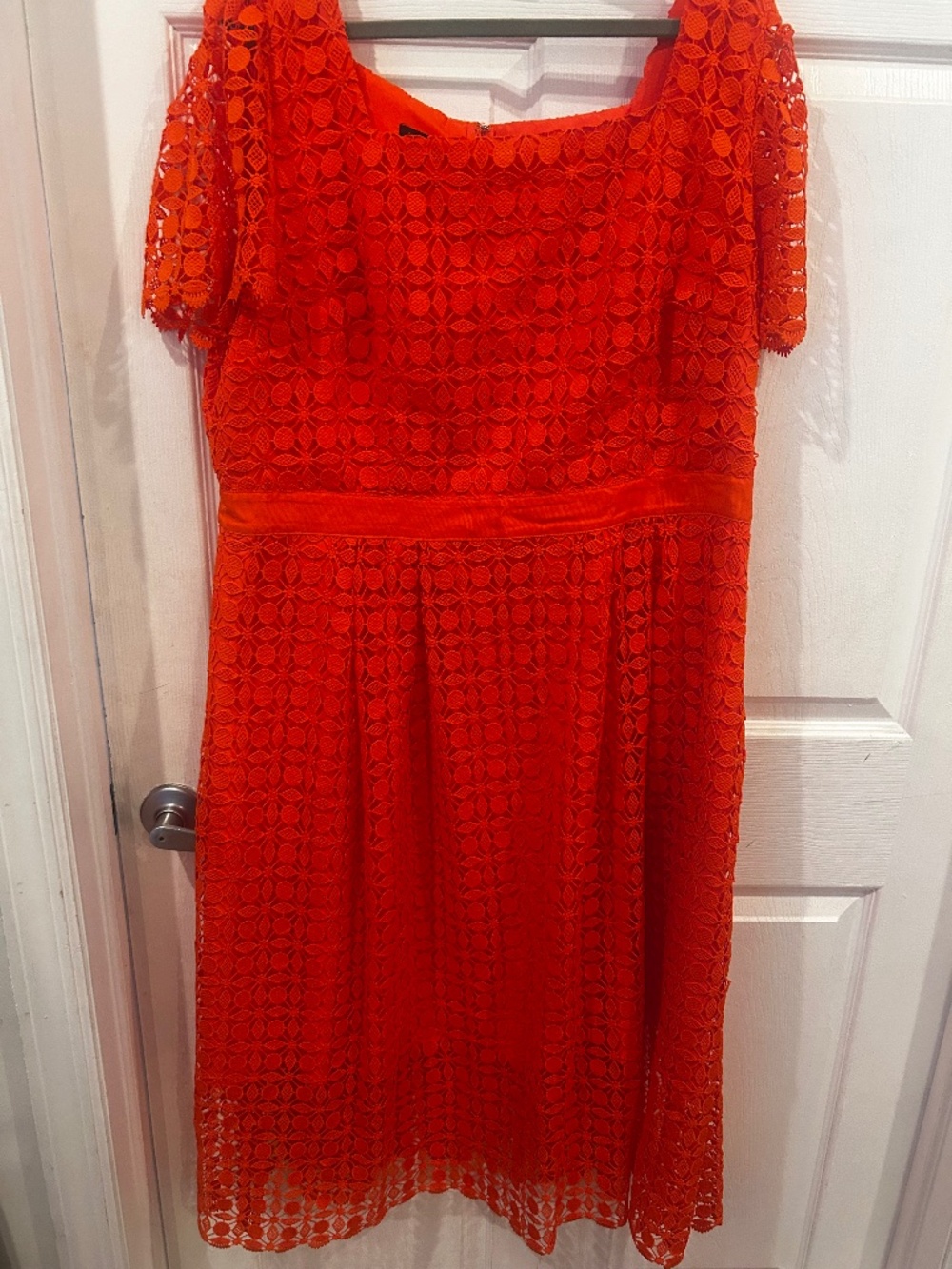 Talbots Orange Midi Eyelet Dress